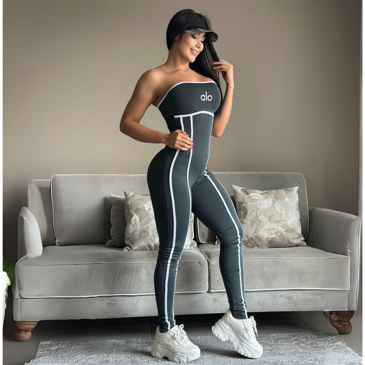 Enterizo fitness premium Alo-Estilo Strapless con Tecnología de Moldeo